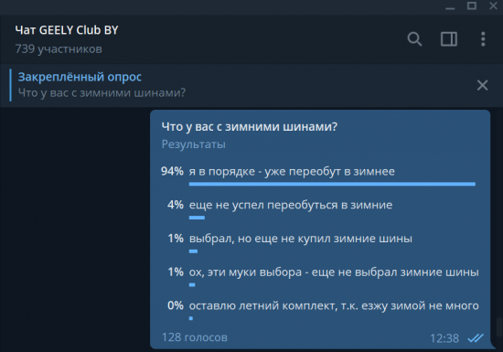 результаты опроса 24.11.2019 - Что у вас с зимними шинами?