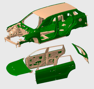 ЗЕЛЕНЫМ отмечены области оцинковки панелей кузова Geely ATLAS